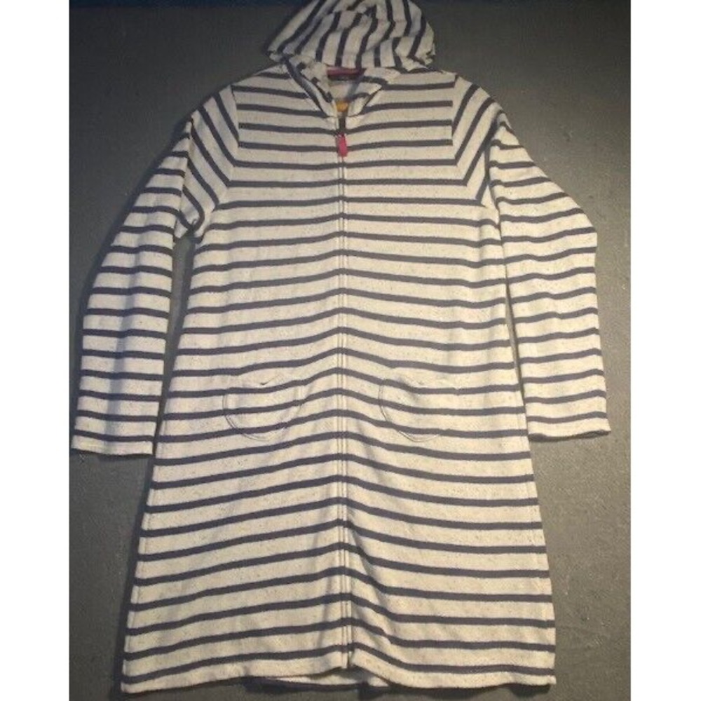 LANDS END Robe Girls XL 16+ Striped Full Zip HOODIE Long‎ Sleeve HEART POCKETS